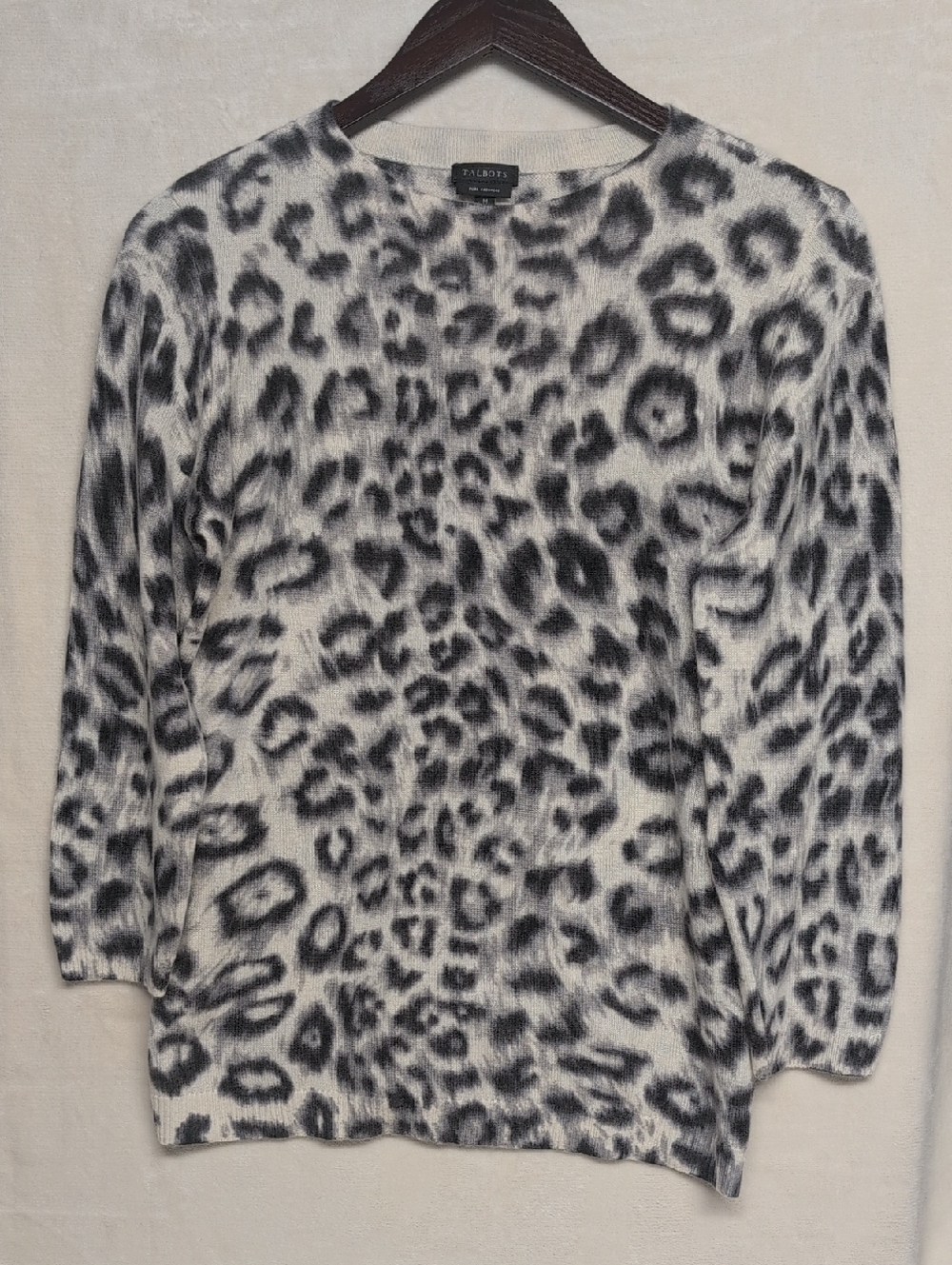 Talbots Cashmere Leopard Print Crewneck Sweater